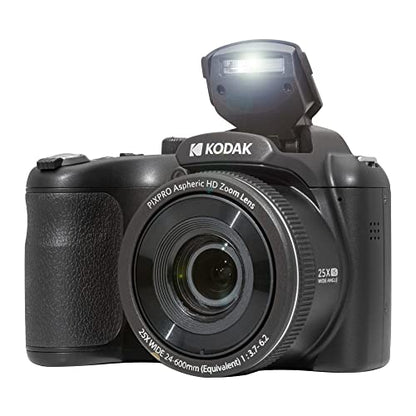 KODAK PIXPRO AZ255-BK 16MP Digital Camera 25X Optical Zoom 24mm Wide Angle Lens Optical Image Stabilization 1080P Full HD Video 3" LCD Vlogging Camera (Black)