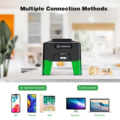 Comgrow Laser Engraving Machine for Dog Tag Metal Wood Silicone,Portable Desktop Laser Engraver Machine for Windows,Android,iOS and Offline Laser Cutter (Working Area 3.8 * 3.4 inches)