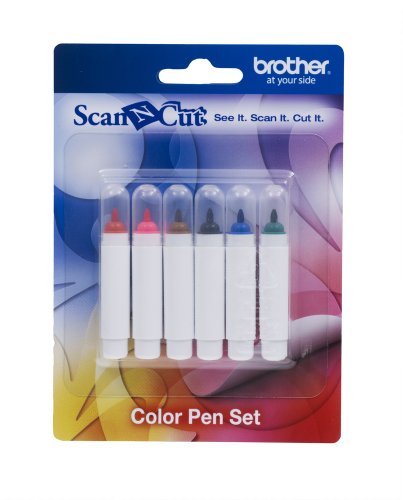 Brother ScanNCut Pen Set CAPEN1, 6-Piece Color Permanent Ink Markers for Drawing and Writing, Includes Red, Pink, Brown, Black, Blue and Green