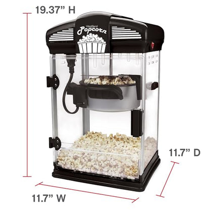 West Bend Stir Crazy Movie Theater Popcorn Popper, Gourmet Popcorn Maker with Nonstick Popcorn Kettle, Measuring Tool and Scoop , 4 Qt, Blue
