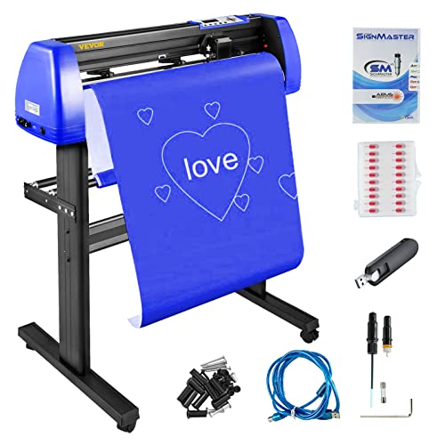 VEVOR Vinyl Cutter Machine, 28inch Vinyl Plotter, LCD Display Plotter Cutter, Adjustable Double-Spring Pinch Rollers Sign Cutting Plotter, Plotter with Signmaster Software for Design and Cut