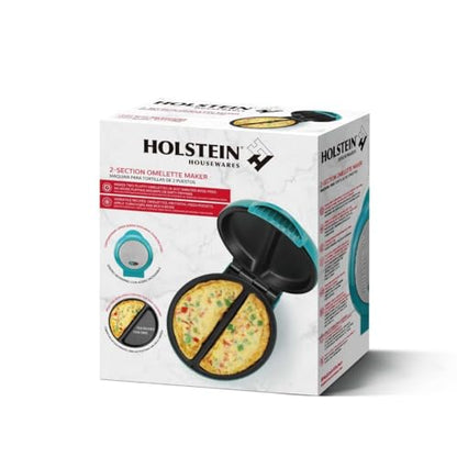 Holstein Housewares - Non-Stick Omelet & Frittata Maker, Stainless Steel - Makes 2 Individual Portions Quick & Easy (2 Section, Black)