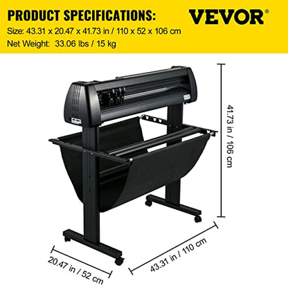 VEVOR Vinyl Cutter Machine, 28inch Vinyl Plotter, LCD Display Plotter Cutter, Adjustable Double-Spring Pinch Rollers Sign Cutting Plotter, Plotter with Signmaster Software for Design and Cut