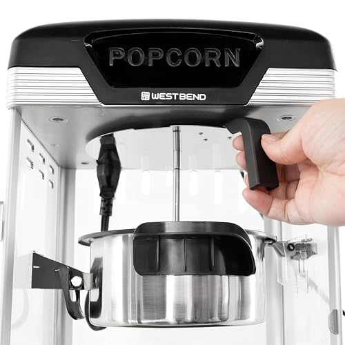West Bend Stir Crazy Movie Theater Popcorn Popper, Gourmet Popcorn Maker with Nonstick Popcorn Kettle, Measuring Tool and Scoop , 4 Qt, Blue