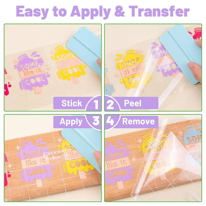 Clear Transfer Tape for Vinyl -12INCH X 10 Ft,White Alignment Grid for Heat Transfer Vinyl, Printable HTV, DIY Decals, Signs, Stickers, Adhesive Vinyl