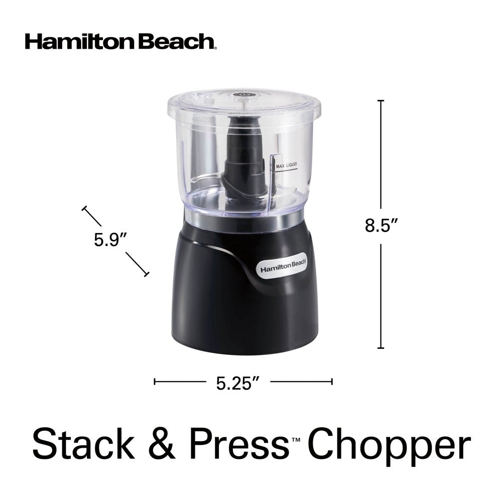 Electric Vegetable Chopper & Mini Food Processor, 3 Cup, Stack and Press, Dicing, Mincing, and Puree, Black 72850