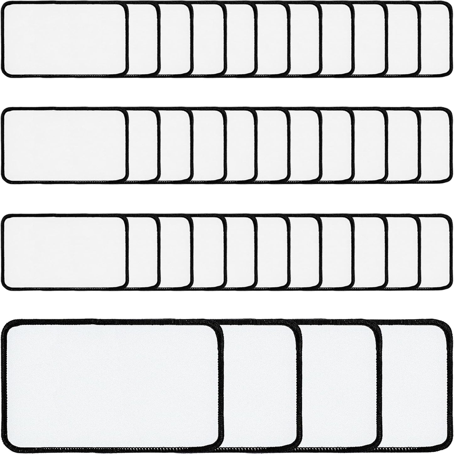 Sublimation Blanks Patches - 40 Pcs Rectangle Large Iron-On Patch with Black Border - Strong Adhesive Badges for DIY Hats Backpack T-Shirt Project