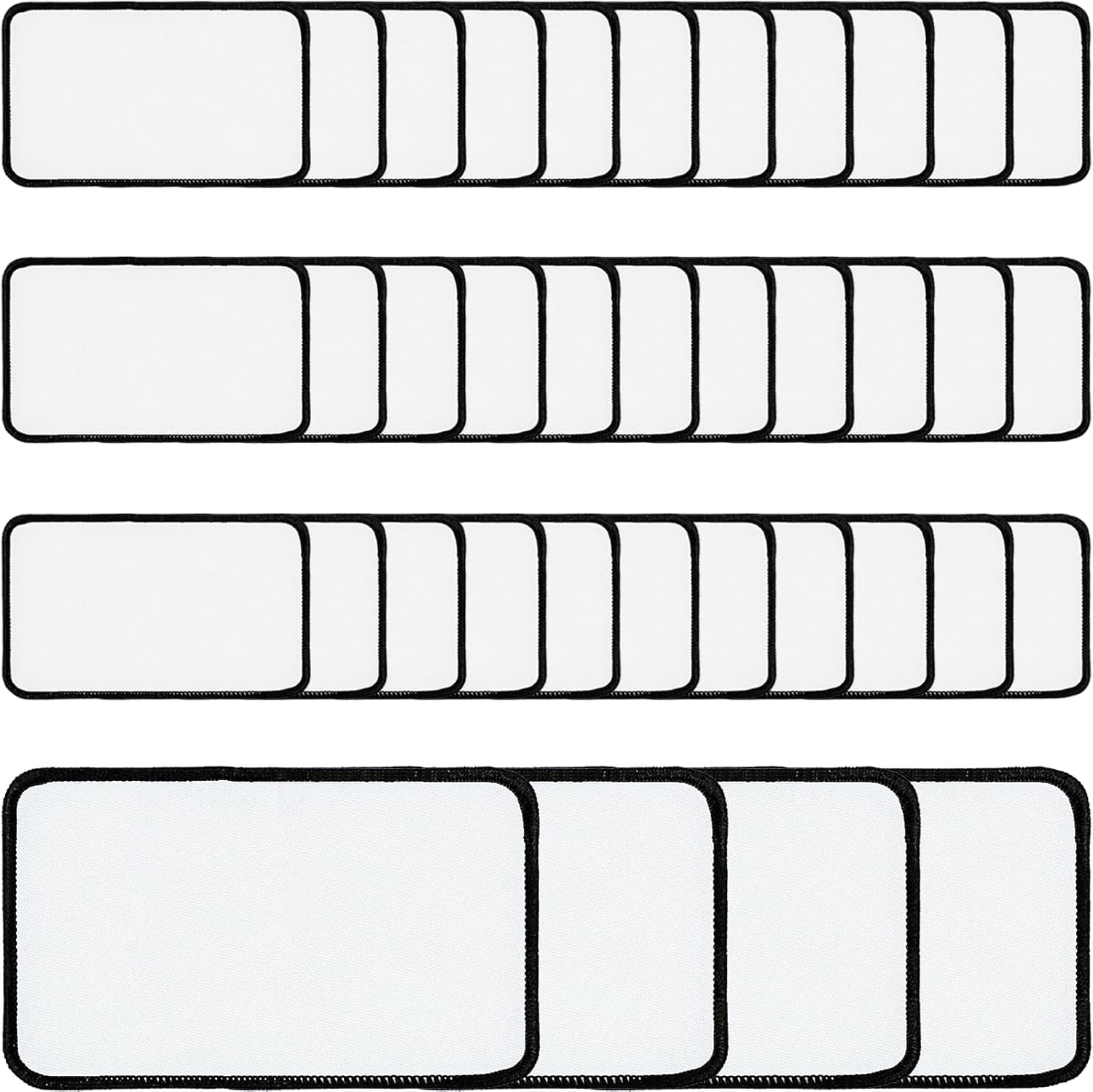 Sublimation Blanks Patches - 40 Pcs Rectangle Large Iron-On Patch with Black Border - Strong Adhesive Badges for DIY Hats Backpack T-Shirt Project