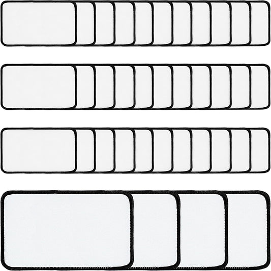 Sublimation Blanks Patches - 40 Pcs Rectangle Large Iron-On Patch with Black Border - Strong Adhesive Badges for DIY Hats Backpack T-Shirt Project