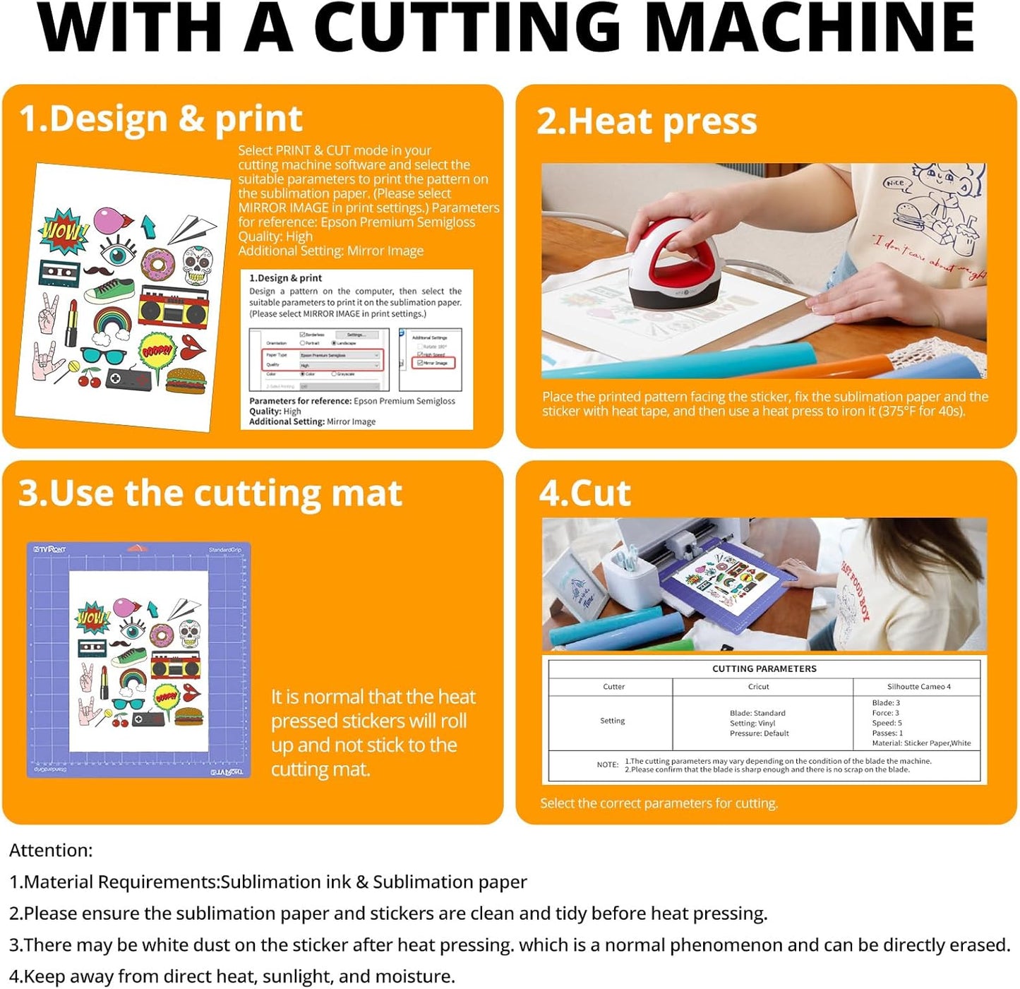 Sublimation Sticker Paper - 50 Pcs Glossy Transparent Waterproof Sublimation Stickers 8.5 * 11In for Decoration