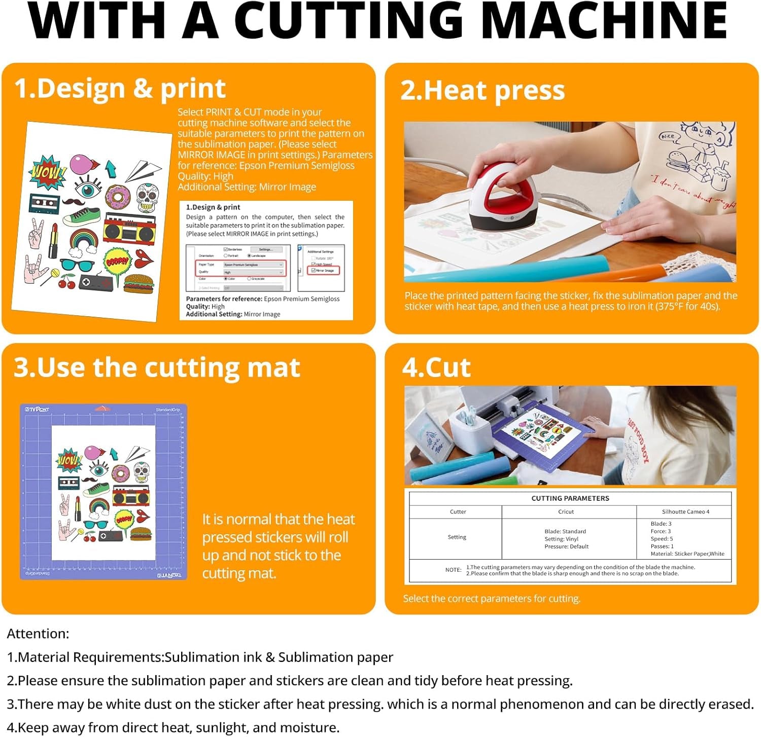 Sublimation Sticker Paper - 50 Pcs Glossy Transparent Waterproof Sublimation Stickers 8.5 * 11In for Decoration