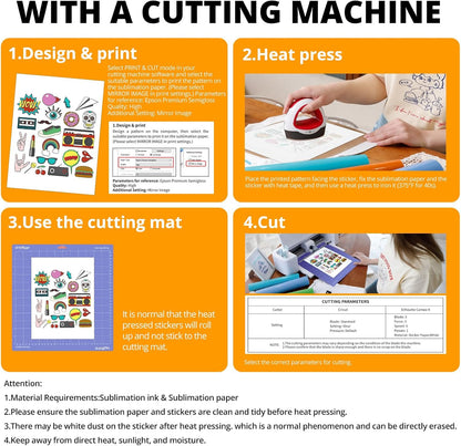 Sublimation Sticker Paper - 50 Pcs Glossy Transparent Waterproof Sublimation Stickers 8.5 * 11In for Decoration