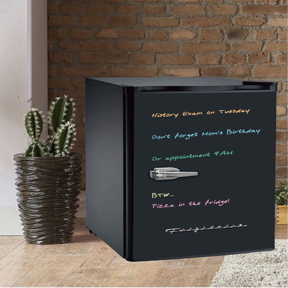 3.2 Cu Ft Retro Dry Erase Compact Fridge, (EFR331-BLACK), Black