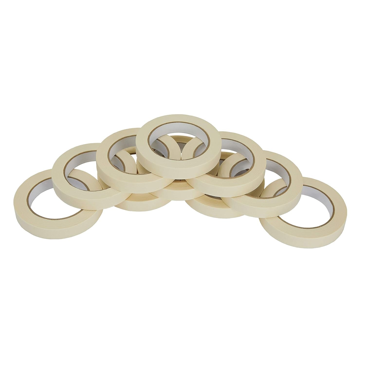 Lichamp Masking Tape 10 Pack General Purpose Beige White Color, 0.75 Inch X 55 Yards X 10 Rolls (550 Total Yards), for Painting, Home, Office, School Stationery, Arts, Crafts Etc. (3004)