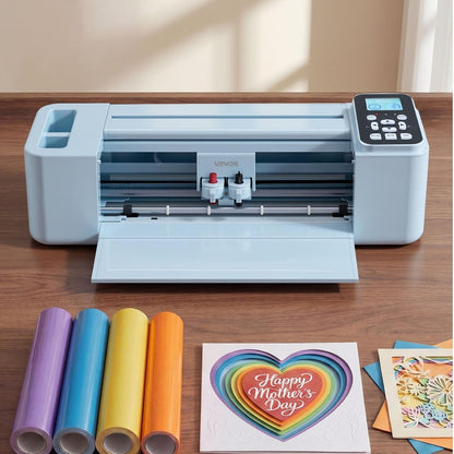 VEVOR Vinyl Cutting Machine, 12 In, Button and Screen Controlled Vinyl Cutter with Materials and Tool Kit, 5000+ Built-In Design Resources, Compatible with Mac, Windows, Android and Ios, for Crafts