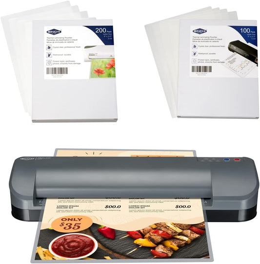 SINCHI 3-10 Mil, 13-Inch Laminator & 3 Mil 200 Pack & 5 Mil 100 Pack Laminating Sheets