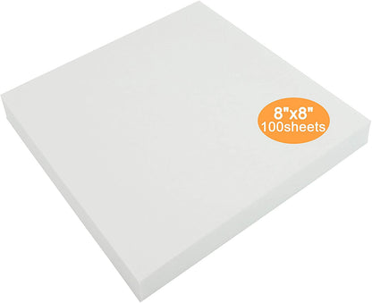 Tear Away Machine Embroidery Stabilizer Backing 8"X8" - 100 Precut Sheets - Medium Weight 1.8 Oz- Fits 4X4 and 6X6 Hoops