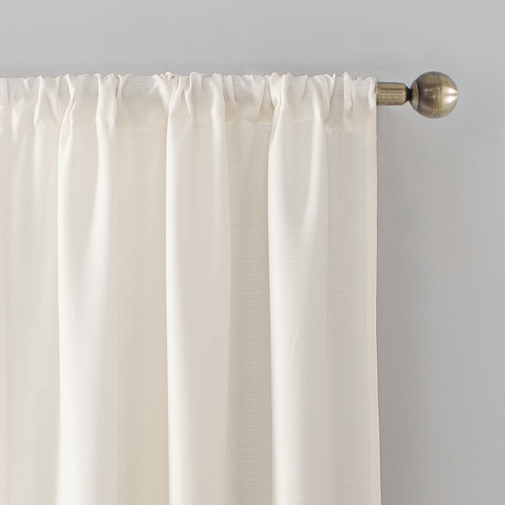 Textured Solid Curtain Single Panel, 38" X 63", Cream