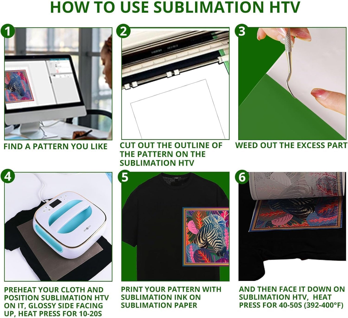 Sublimation HTV for Dark/Light Fabric - Matte Sublimation Vinyl 12" X 10FT for T-Shirts - Work Together with Sublimation Papersublimation Inkheat Press