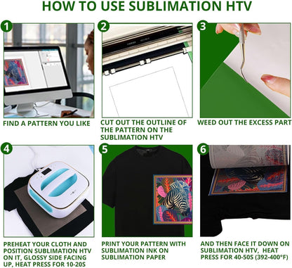 Sublimation HTV for Dark/Light Fabric - Matte Sublimation Vinyl 12" X 10FT for T-Shirts - Work Together with Sublimation Papersublimation Inkheat Press
