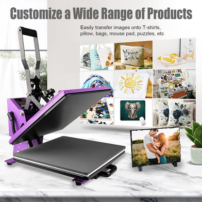 Heat Press 15X15 Inch Digital Heat Press Machine, Slide Out Industrial Quality T-Shirt Heat Transfer Machine Purple