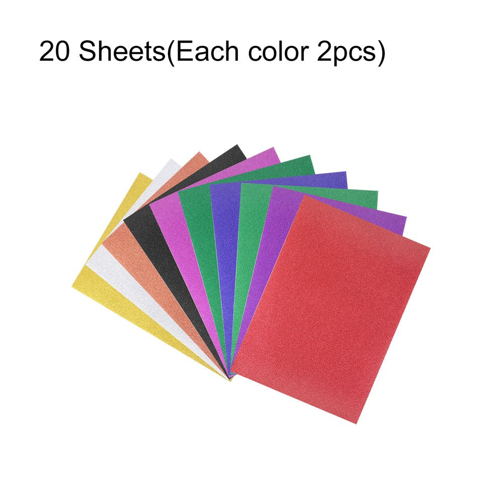20 Sheets Glitter Cardstock Paper 7.8 Inch X 11.8 Inch 10 Colors, 80Gsm