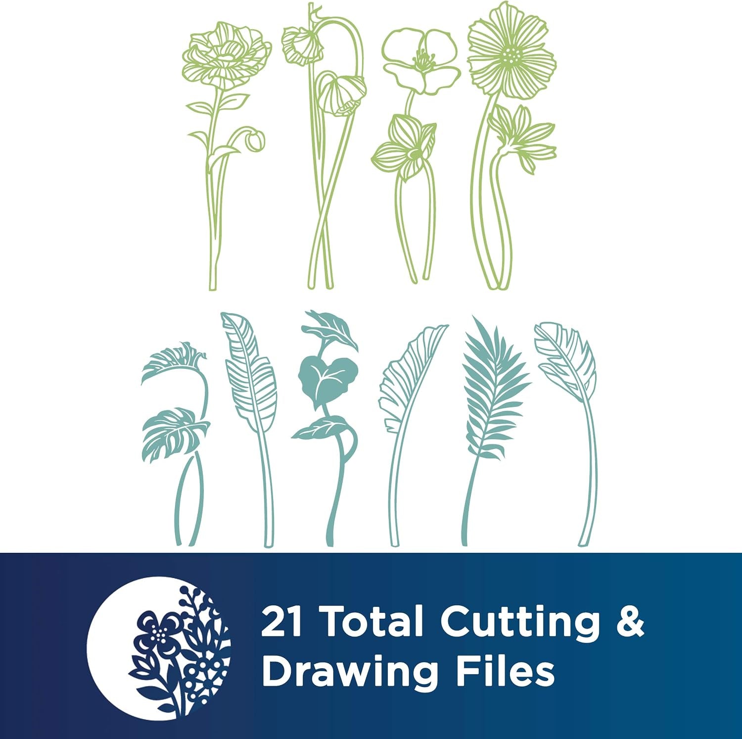 Brother Scanncut DX Home Deco Pattern Collection for Roll Feeder CADXRFDP02, Includes 21 Designs with Tropical Plants, Flowers, Frames and More, Make Vinyl Wall Decals up to 6' Long, White