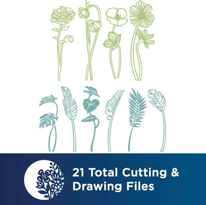 Brother Scanncut DX Home Deco Pattern Collection for Roll Feeder CADXRFDP02, Includes 21 Designs with Tropical Plants, Flowers, Frames and More, Make Vinyl Wall Decals up to 6' Long, White