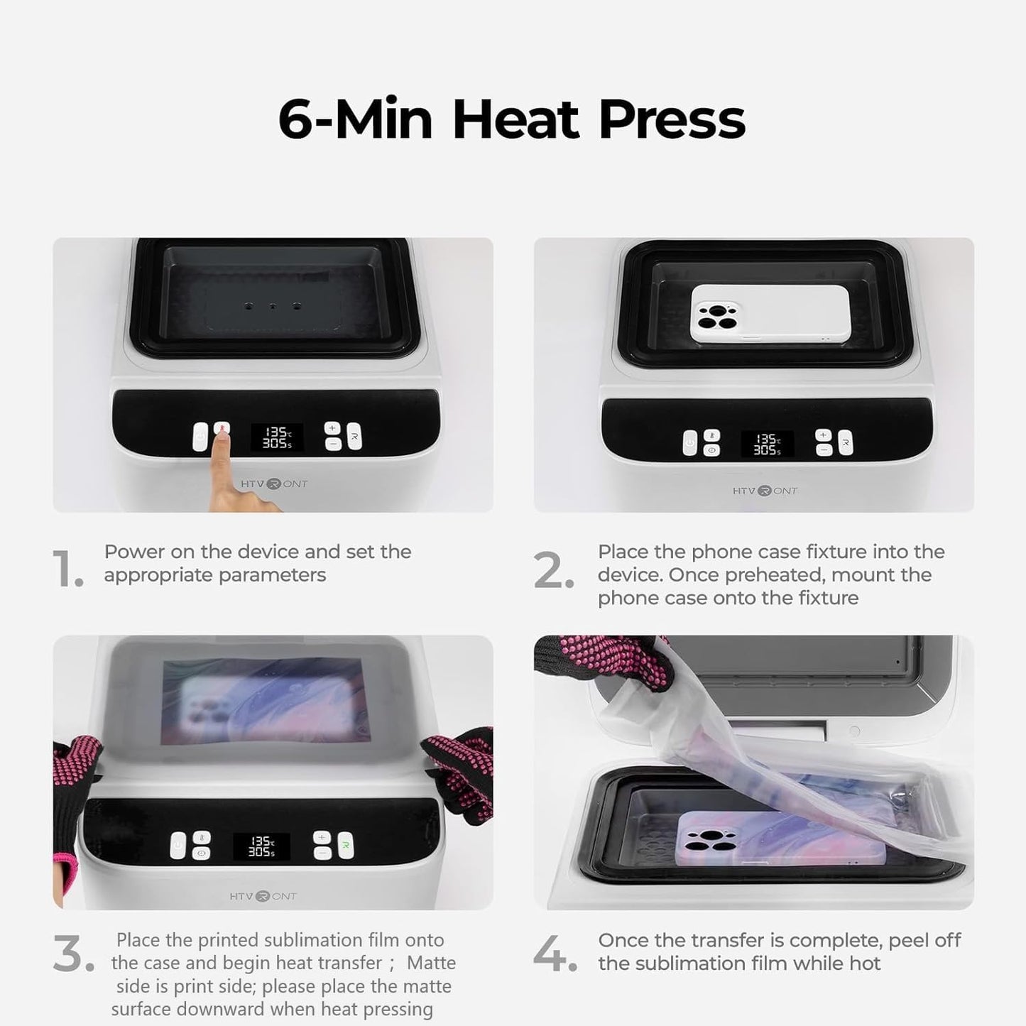 Phone Case Heat Press Machine - Vacuum Heat Press Machine for Phone Cases- Sublimation Press for Custom Phone Case, Badges, Coasters, Includes Film & Fixture (Compatible with Android)
