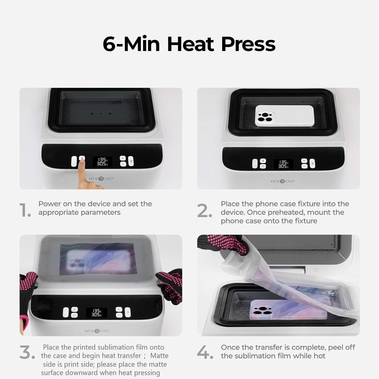 Phone Case Heat Press Machine - Vacuum Heat Press Machine for Phone Cases- Sublimation Press for Custom Phone Case, Badges, Coasters, Includes Film & Fixture (Compatible with Android)