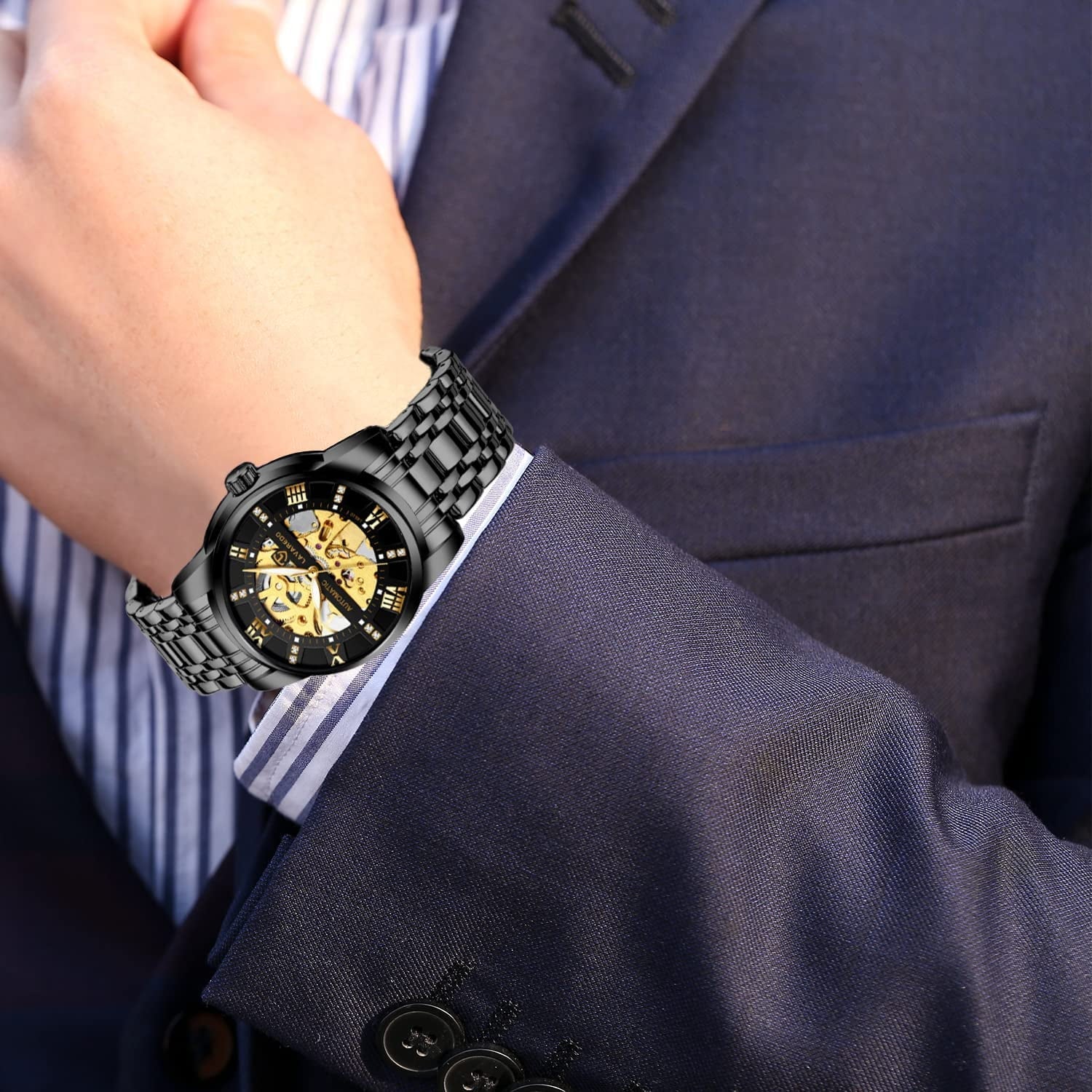 Watches for Man Automatic Mechanical Watches Self Winding Man Watch with Stainless Steel Strap Business Watches Gift for Men