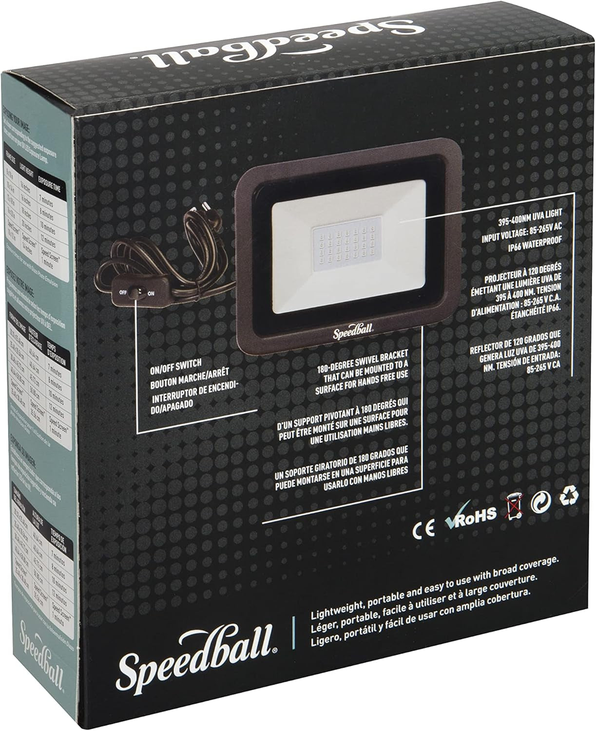 30W LED UV Exposure Lamp - Professional Screen Printing Light with 180° Swivel Mount - 395-400Nm UV-A for Photo Emulsion