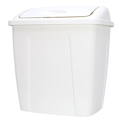 13 Gallon Trash Can, Plastic Swing Top Kitchen Trash Can, White