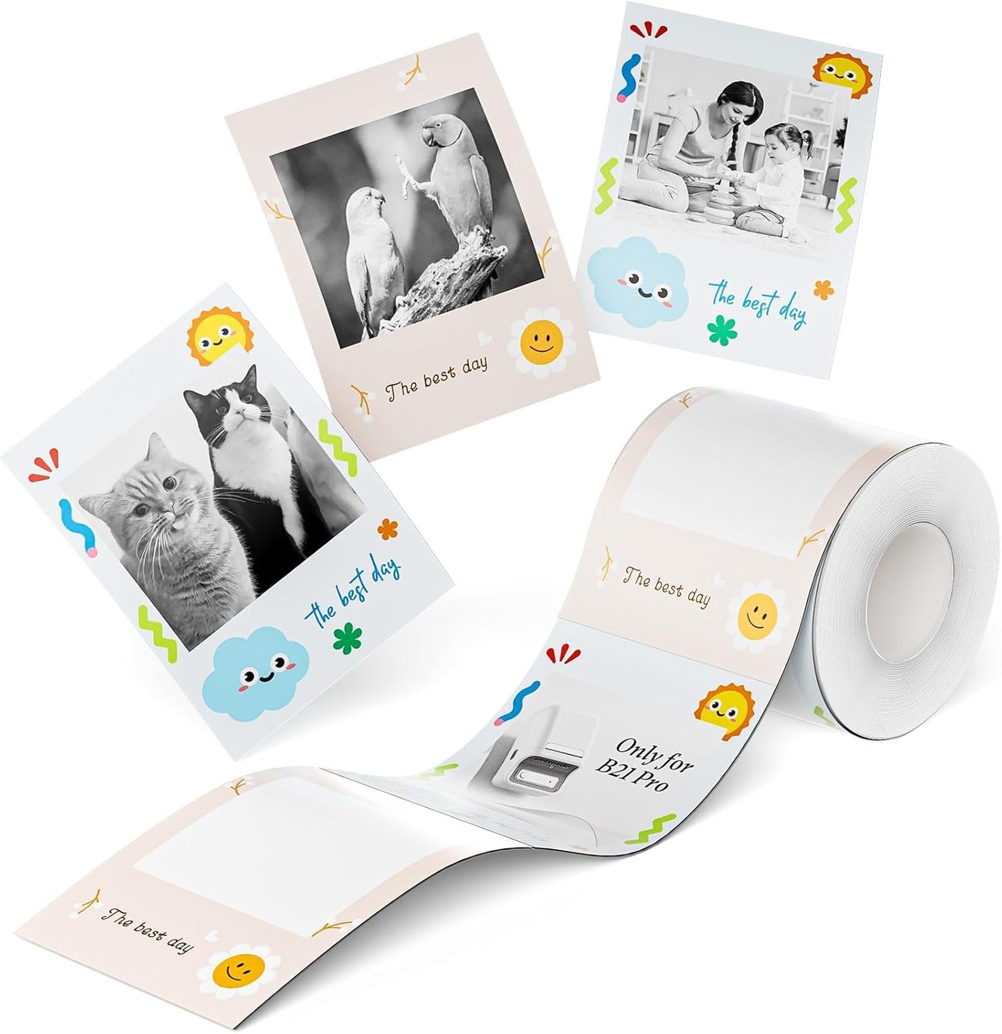 NIIMBOT Photo Papers Only Compatible with Pro Series Label Makers Thermal Picture Labels Good Idea to Print Photos, Beauty Memories, Note,List (2.13''X2.91''-54X74Mm)