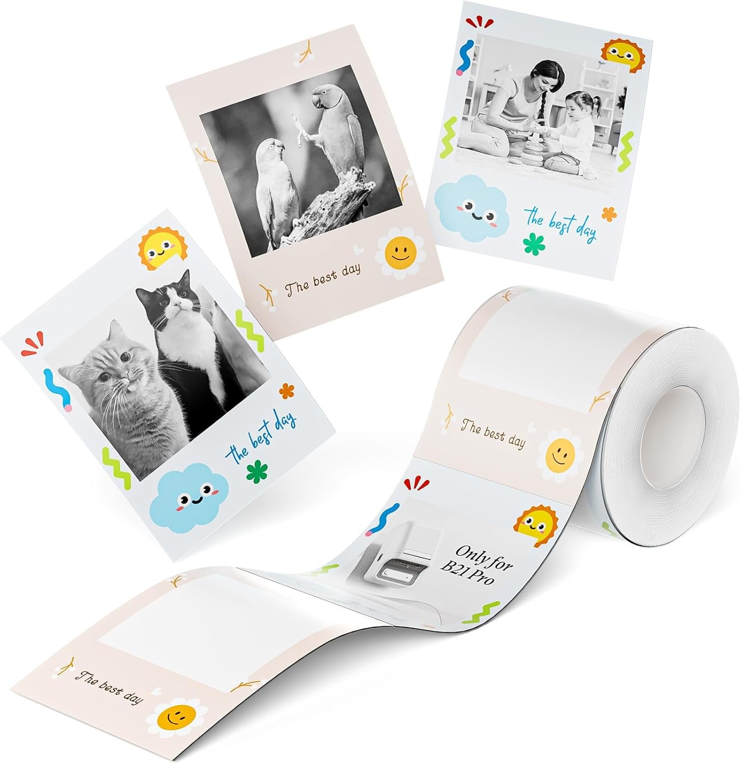 NIIMBOT Photo Papers Only Compatible with Pro Series Label Makers Thermal Picture Labels Good Idea to Print Photos, Beauty Memories, Note,List (2.13''X2.91''-54X74Mm)