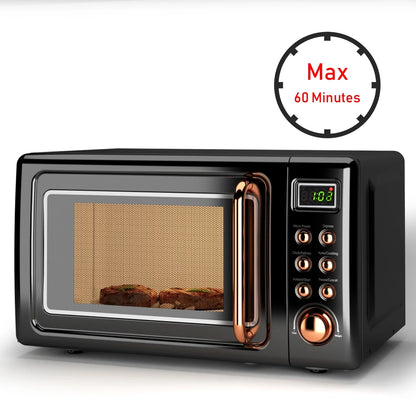 0.7Cu.Ft Retro Countertop Microwave Oven 700W LED Display Glass Turntable Rose Gold