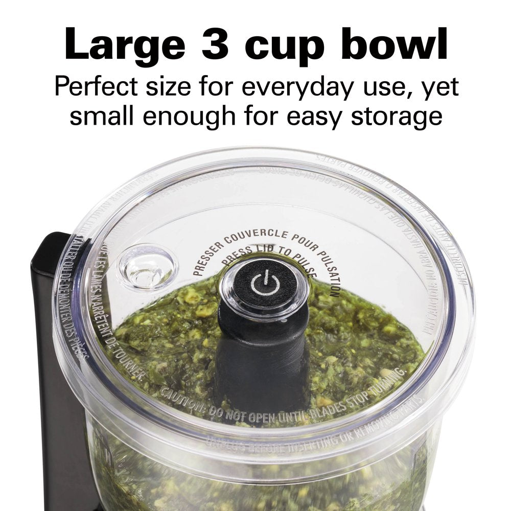 Electric Vegetable Chopper & Mini Food Processor, 3 Cup, Stack and Press, Dicing, Mincing, and Puree, Black 72850