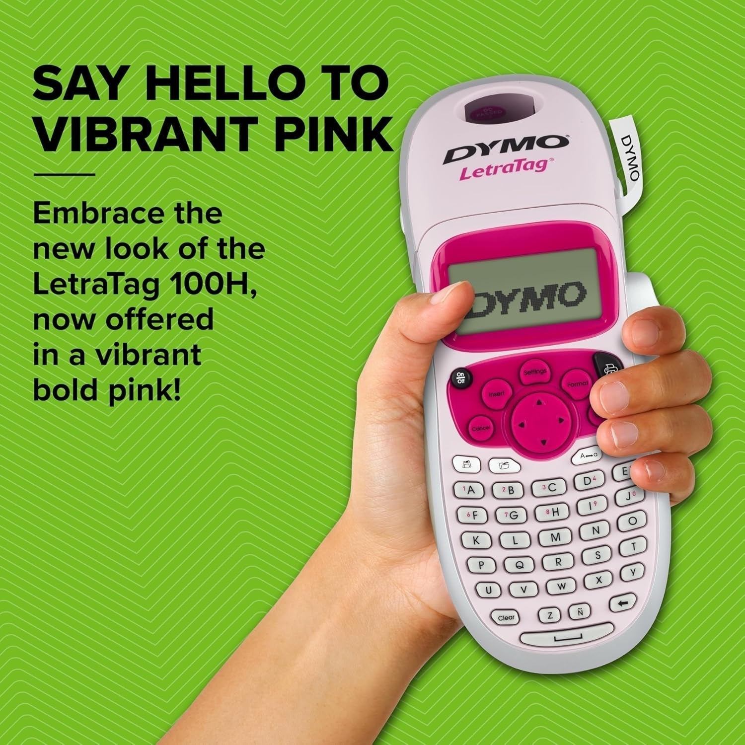 Letratag LT-100H Handheld Label Maker ABC Keyboard Label Printer with Easy-To-Use, 13 Character LCD Screen Great for Home & Office Organisation Pink