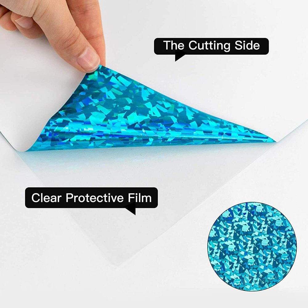 12" X 10 FT Crystal Blue Holographic Heat Transfer Vinyl HTV T-Shirt for Cricut