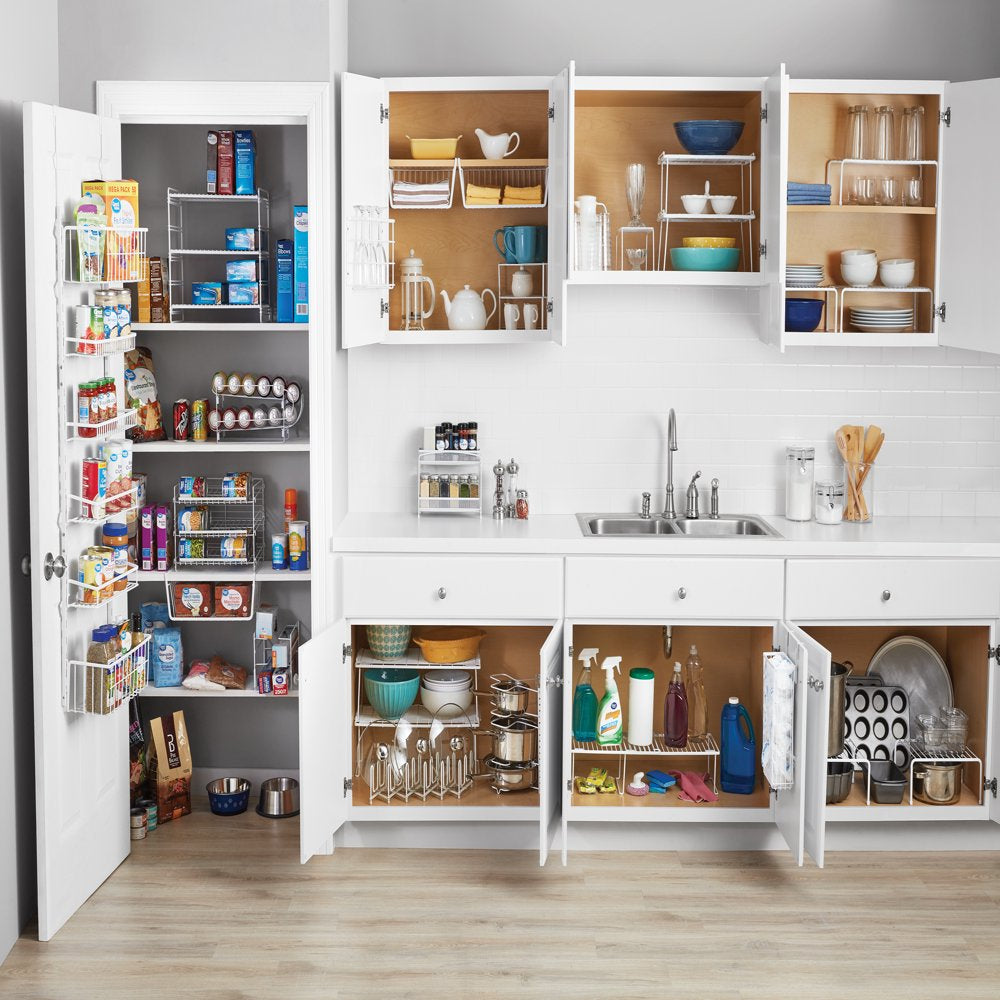 over the Door Rack Organizer with 6 Tier Adjustable Shelves Powder Coated Steel White