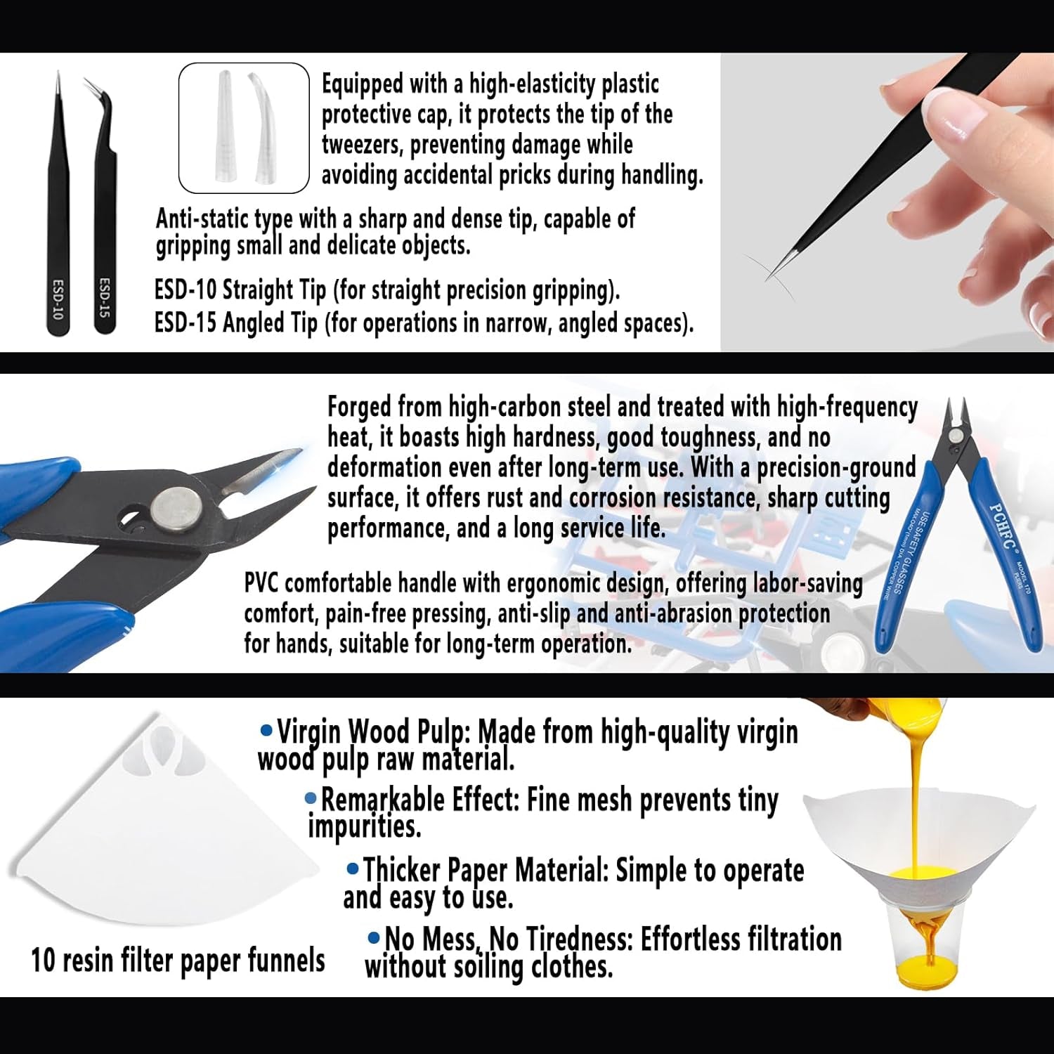52 Pcs Resin 3D Printing Tool Kit with 304 Stainless Steel Resin Filter Funnel，Silicone Pad, Scraper，Tweezers & Cleaning Tools | Accessories for Model Removal, Resin Recycling & Post-Processing