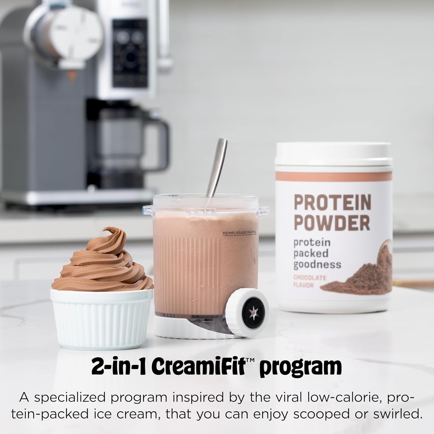 Ninja Creami Scoop & Swirl Ice Cream Maker, Soft Serve Desserts, Sorbet, Milkshakes, Frozen Yogurt and More, 13-In-1 Programs, Includes Handle and Two 16 Oz 2-In-1 Pints, NC701
