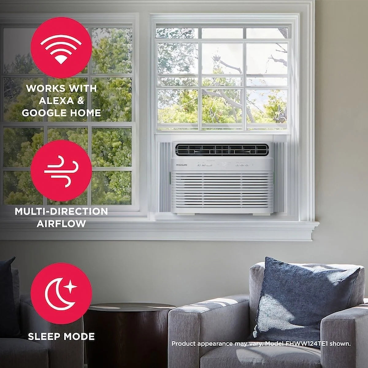 10,000 BTU Window Room Air Conditioner with Wi-Fi up to 450 Sq Ft, White