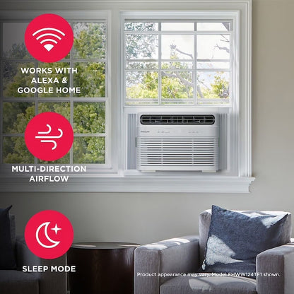 10,000 BTU Window Room Air Conditioner with Wi-Fi up to 450 Sq Ft, White