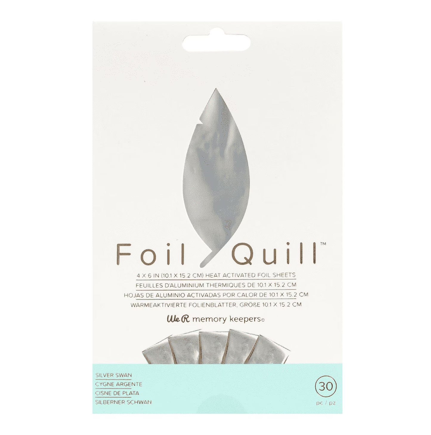 Foil Quill Sheets - 4 X 6 Inch Sheets - Silver Swan (30 Piece)