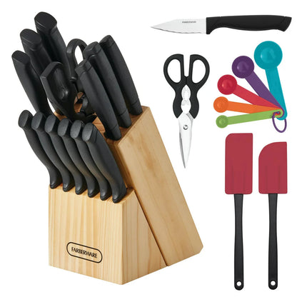 Classic 23 Piece Never Needs Sharpening Dishwasher Safe Stainless Steel Cutlery and Utensil Set in Black