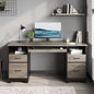 59” Computer Desk with 4 Drawers, Office Executive Desk with File Drawer, Keyboard Tray for Home Office, Gray