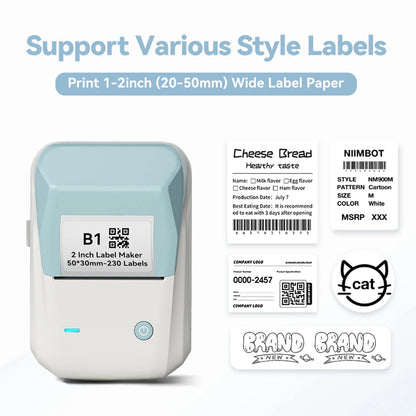 B1 Label Makers, 2 Inch Bluetooth Label Maker Auto Identification Portable Label Printer (Cyan)