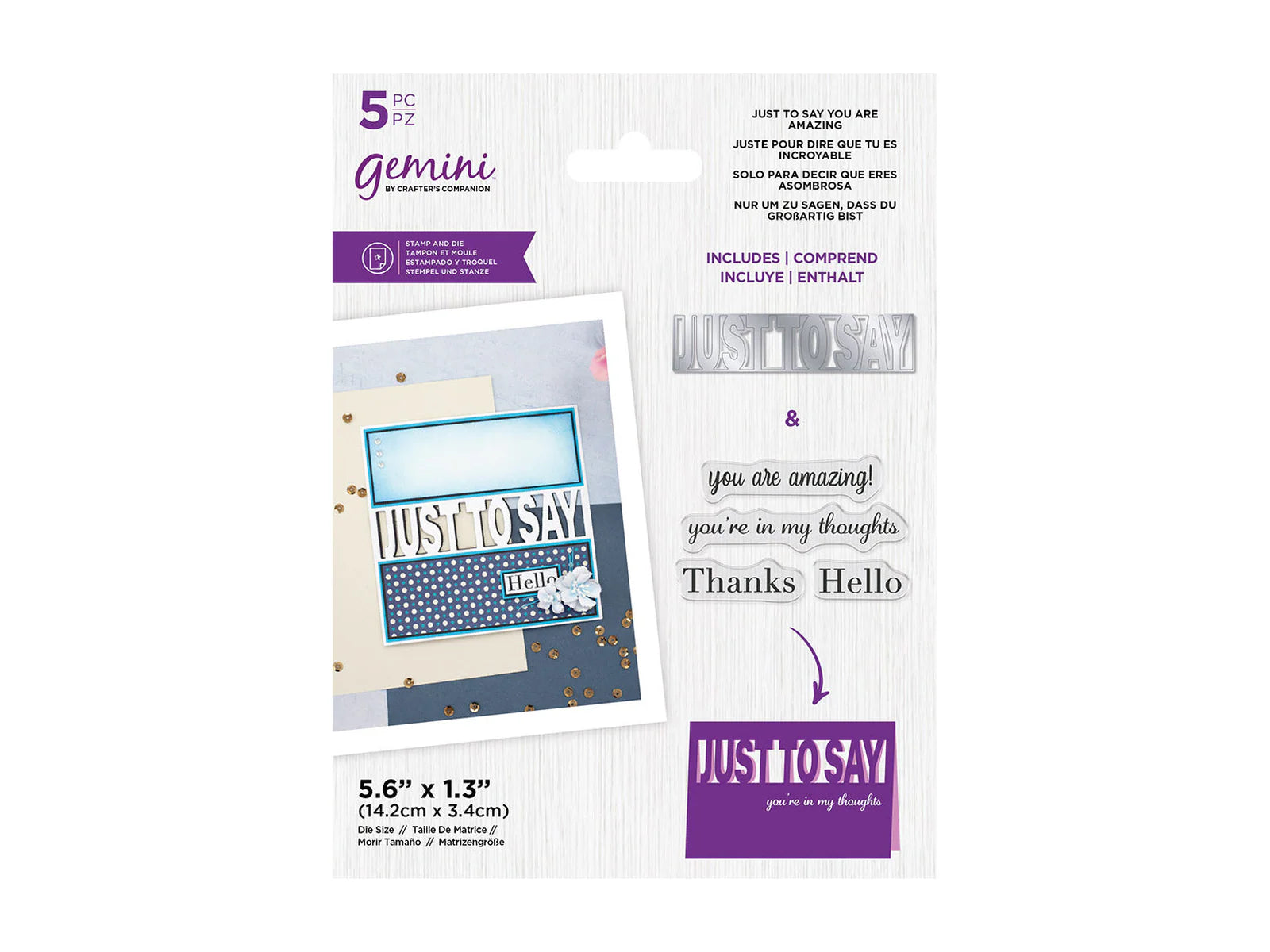 Gemini Word Cut in Stamp & Die- JUST to SAY You Are Amazing