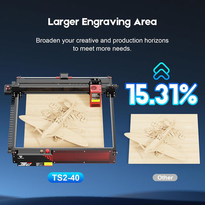 40000Mw Laser Engraver Machine Twotrees TS2 Laser Cutter 0.08Mm Spot 450×410Mm Large Work Area, 6000Mm/Min High Speed Laser Engraving for Wood Metal Acrylic Glass Stainless Steel, DIY Craft